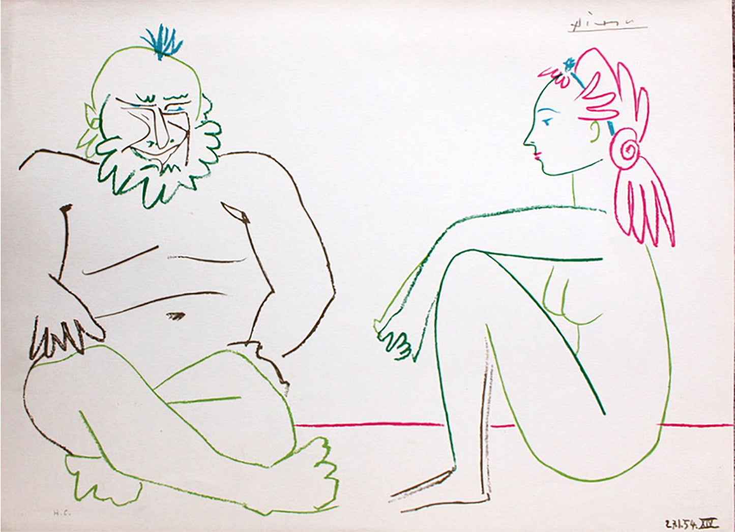 Pablo Picasso - Le viel homme et la jeune fille (1962)