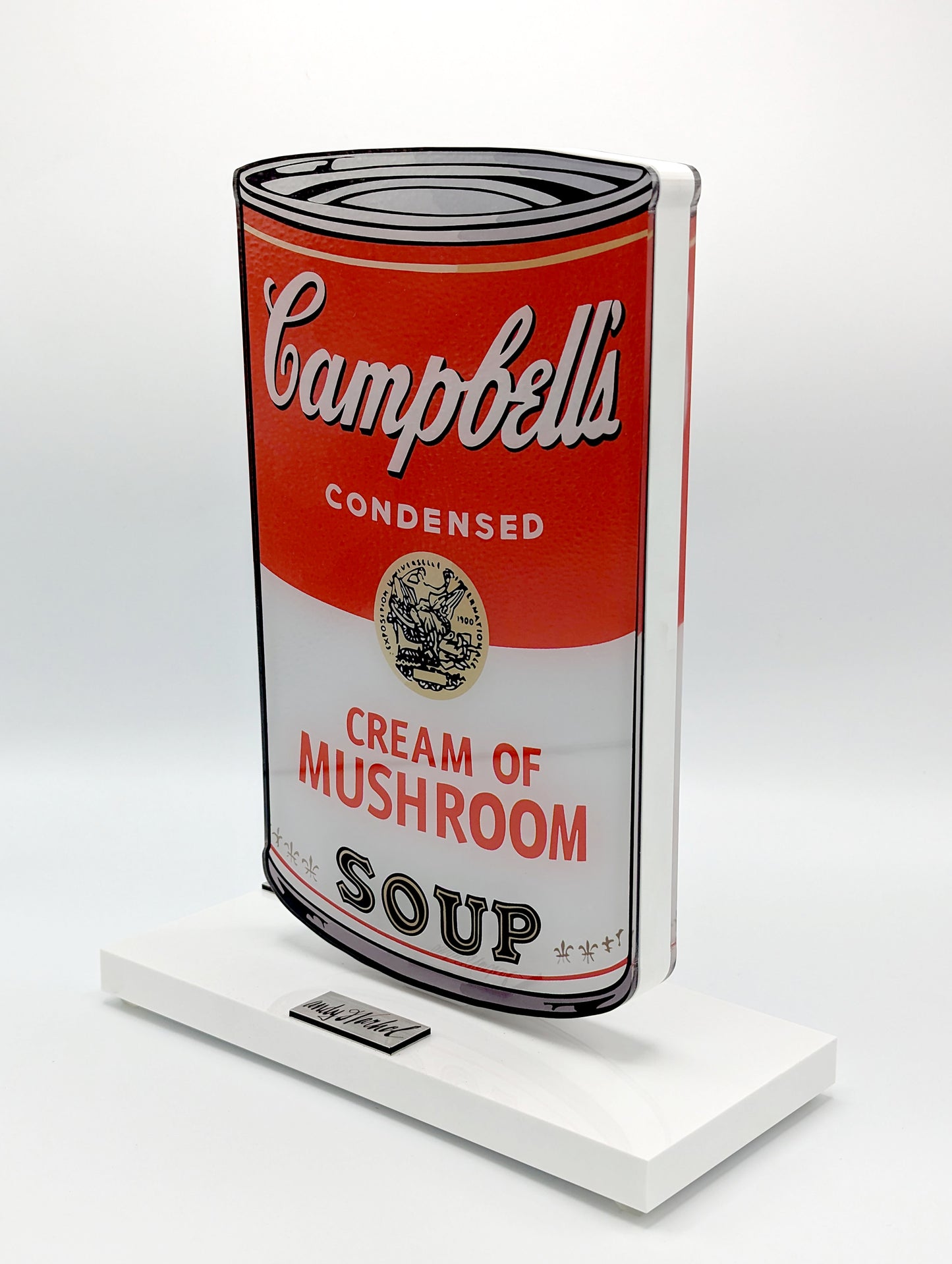 Andy Warhol - Sculpture sur verre acrylique, Campbell Soup