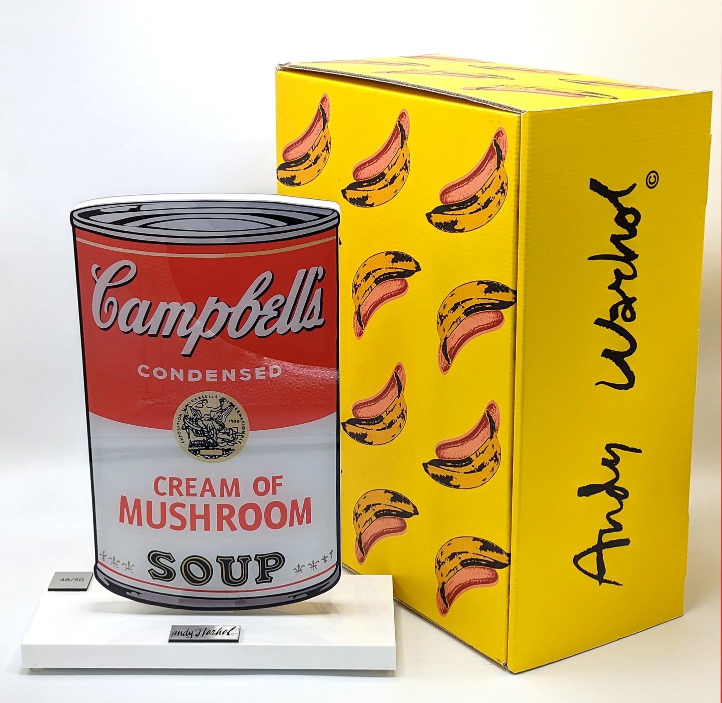 Andy Warhol - Sculpture sur verre acrylique, Campbell Soup