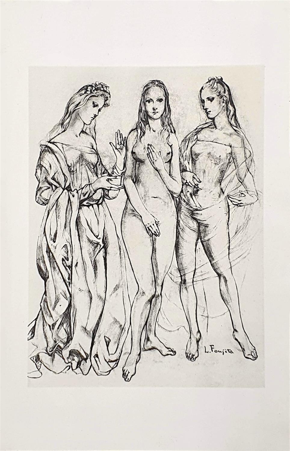 Léonard Foujita - The Three Graces (1960)