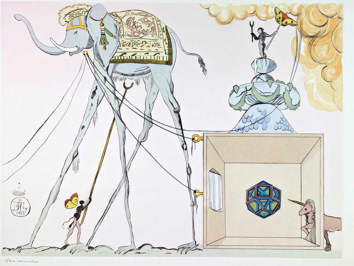 Salvador Dali - Elephant and Unicorn (1974)